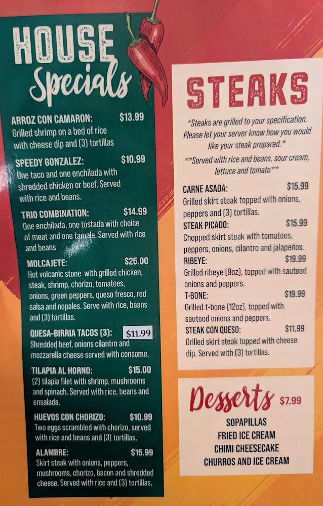 Rico's Mexican Restaurant Menu image 2